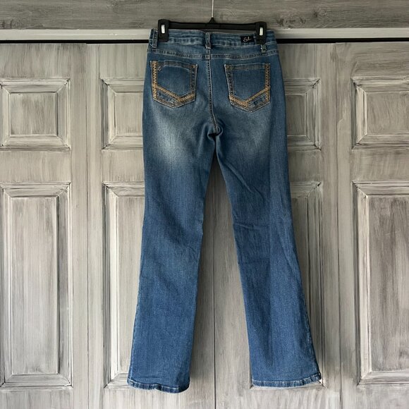 Earl Jeans Women’s Size 8 Slim Fit Bootcut Blue Denim with Embroidered Pockets - Picture 6 of 9